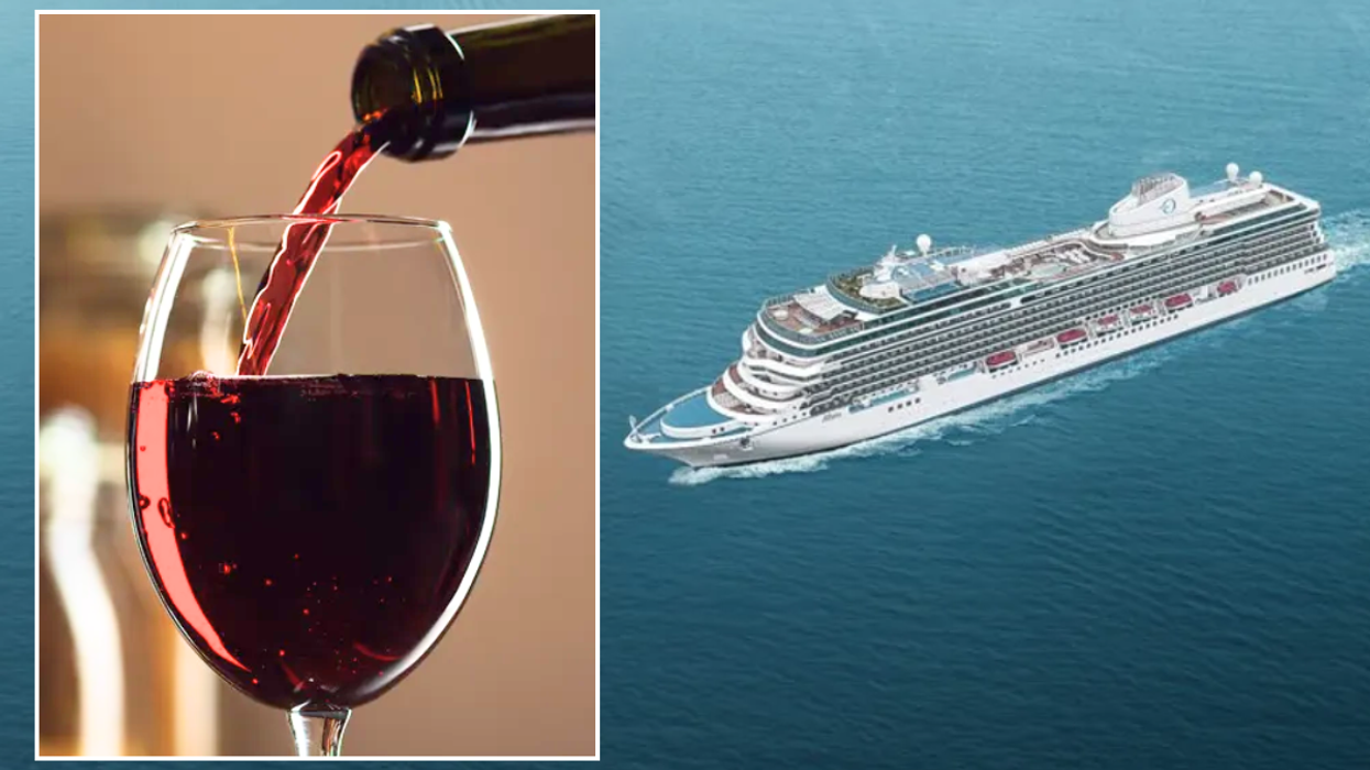 Oceania Cruises ship / red wine in a glass