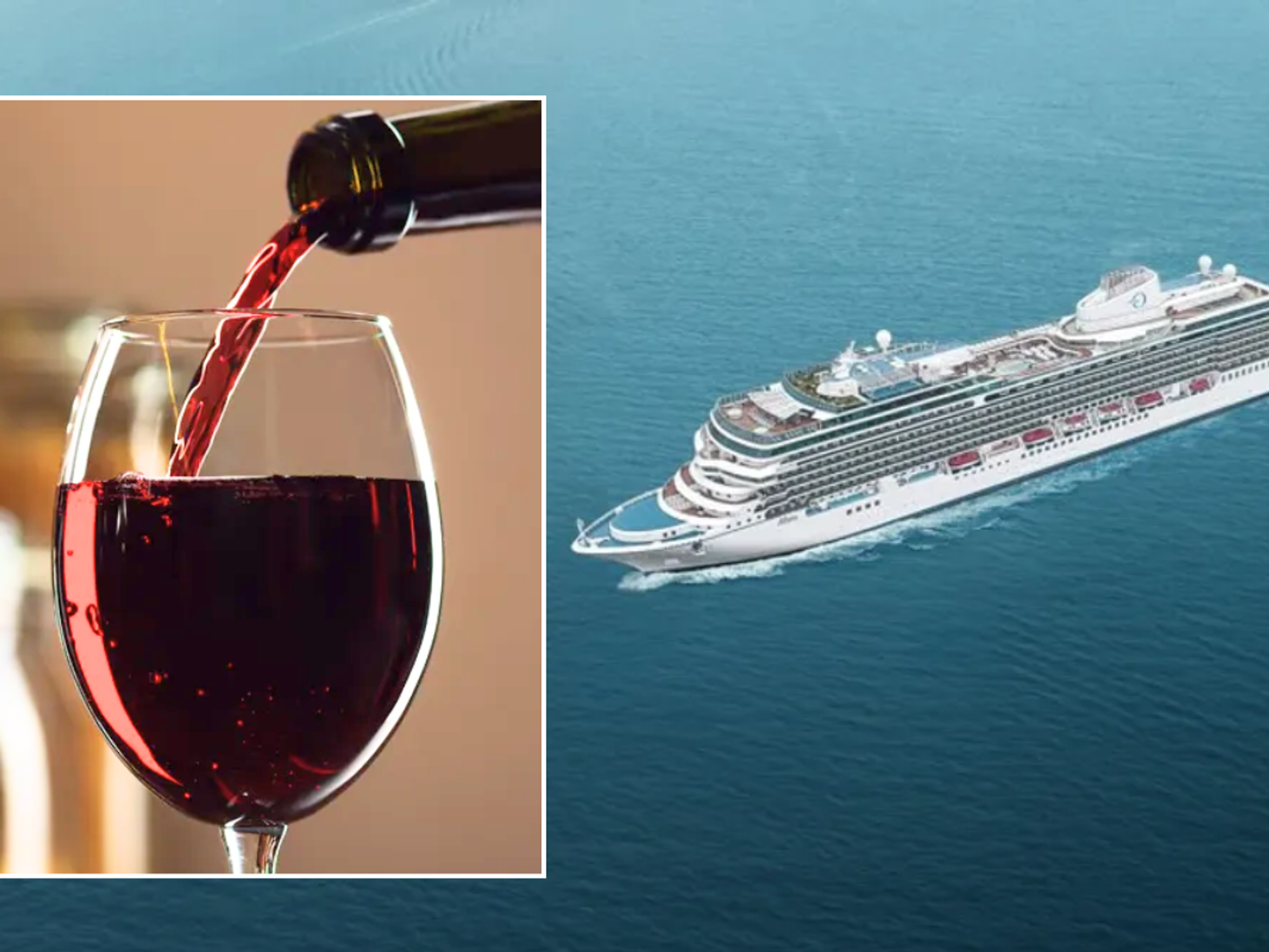 Oceania Cruises ship / red wine in a glass