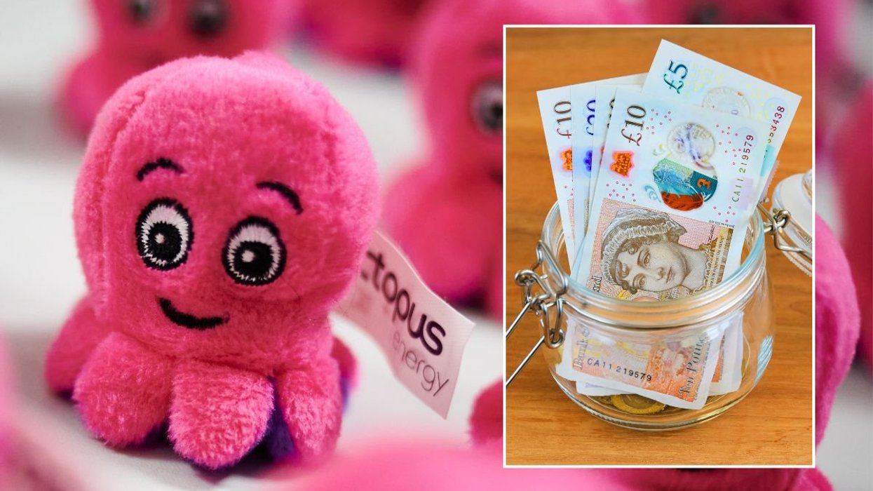 Octopus Energy mascot and a pot full of money