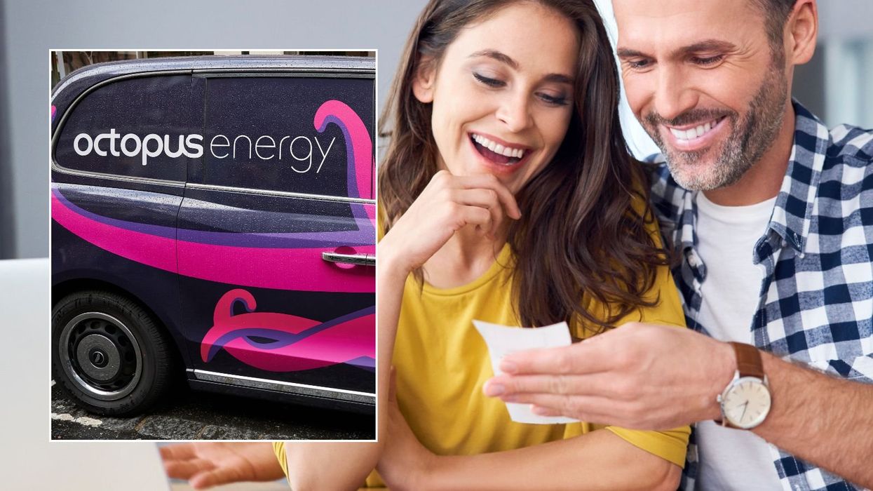 Octopus Energy van and couple looking at bills