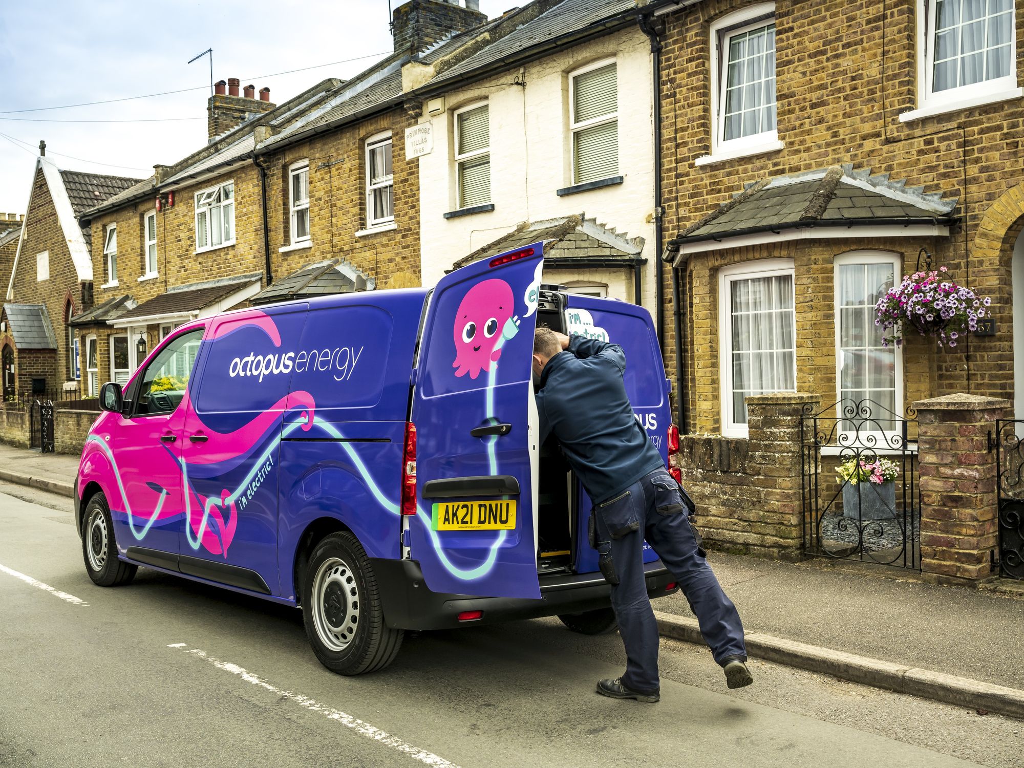 Octopus Energy van with engineer looking inside