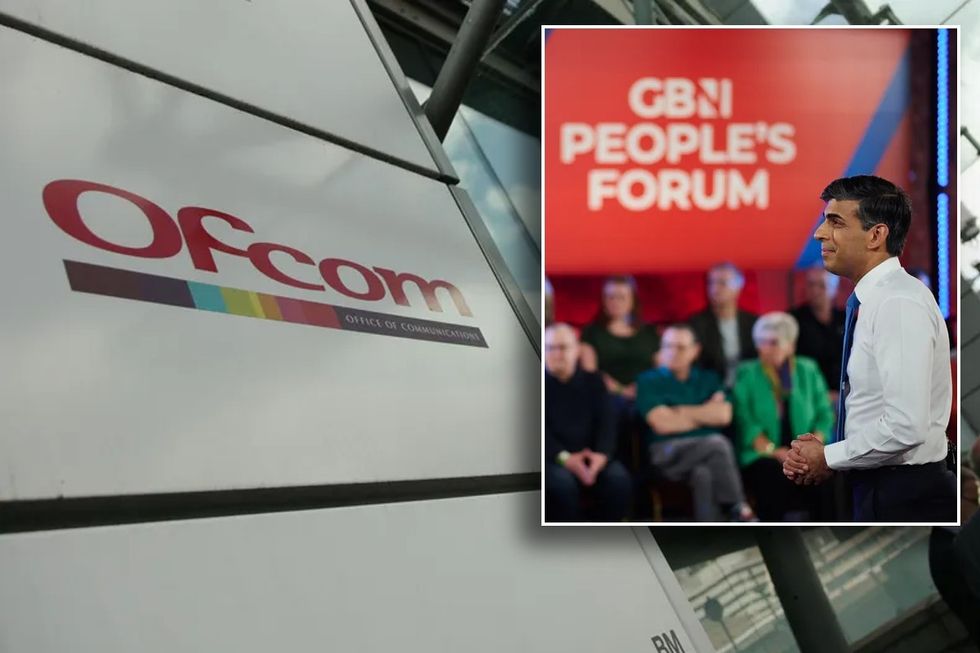 Ofcom logo and Rishi Sunak 
