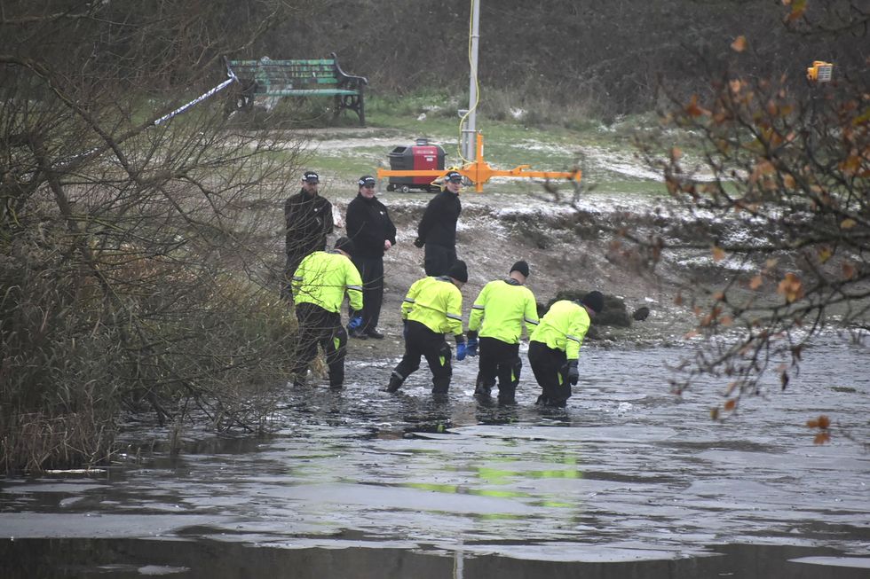 Officers continue to search the lake to establish whether anyone else fell in to the water.