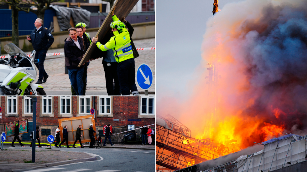 Officials removing paintings/spire on fire