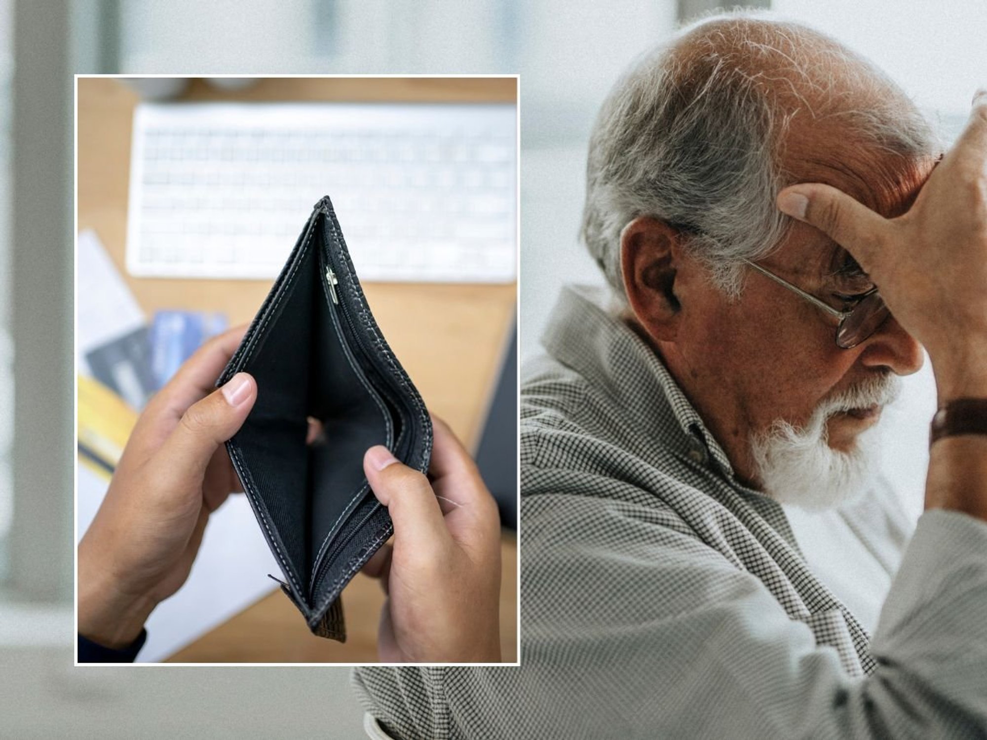 OIder man and empty wallet