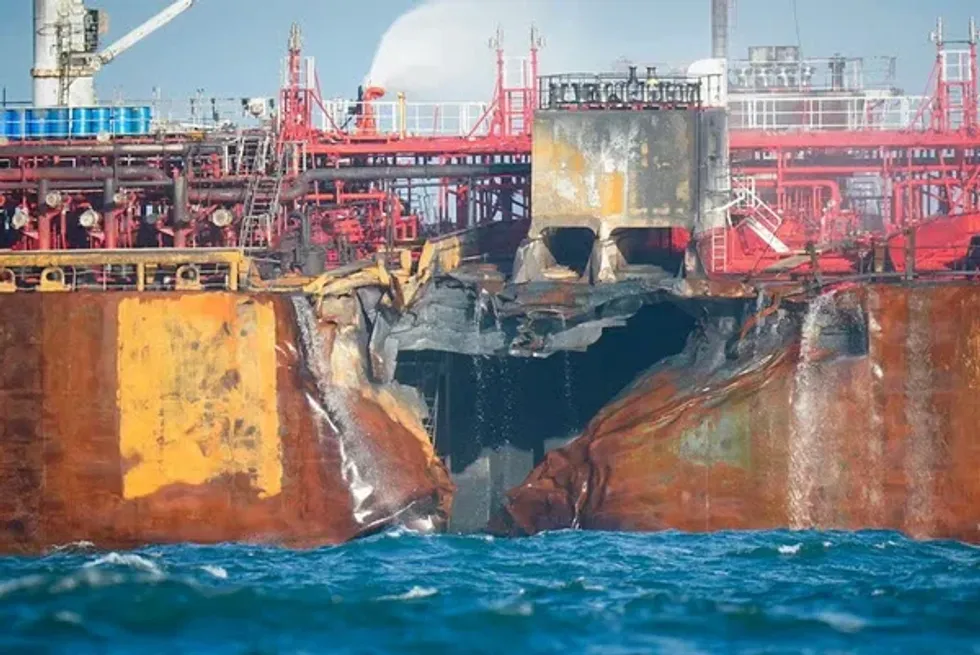 Oil tanker explosion North Sea