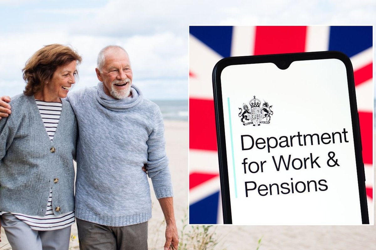 Older couple and DWP logo