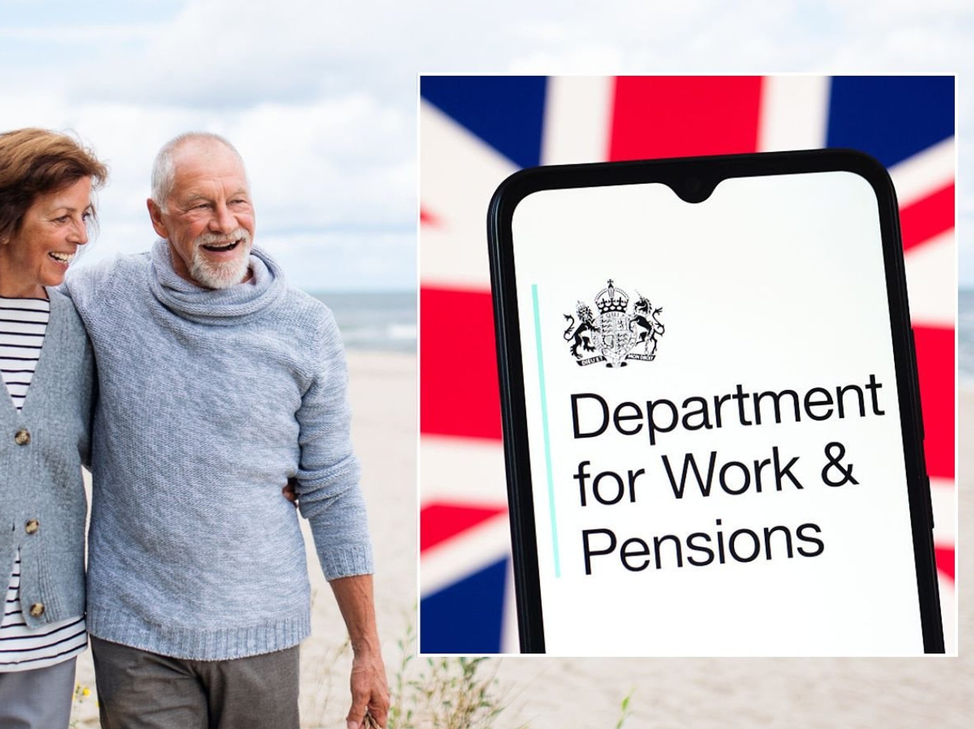 Older couple and DWP logo