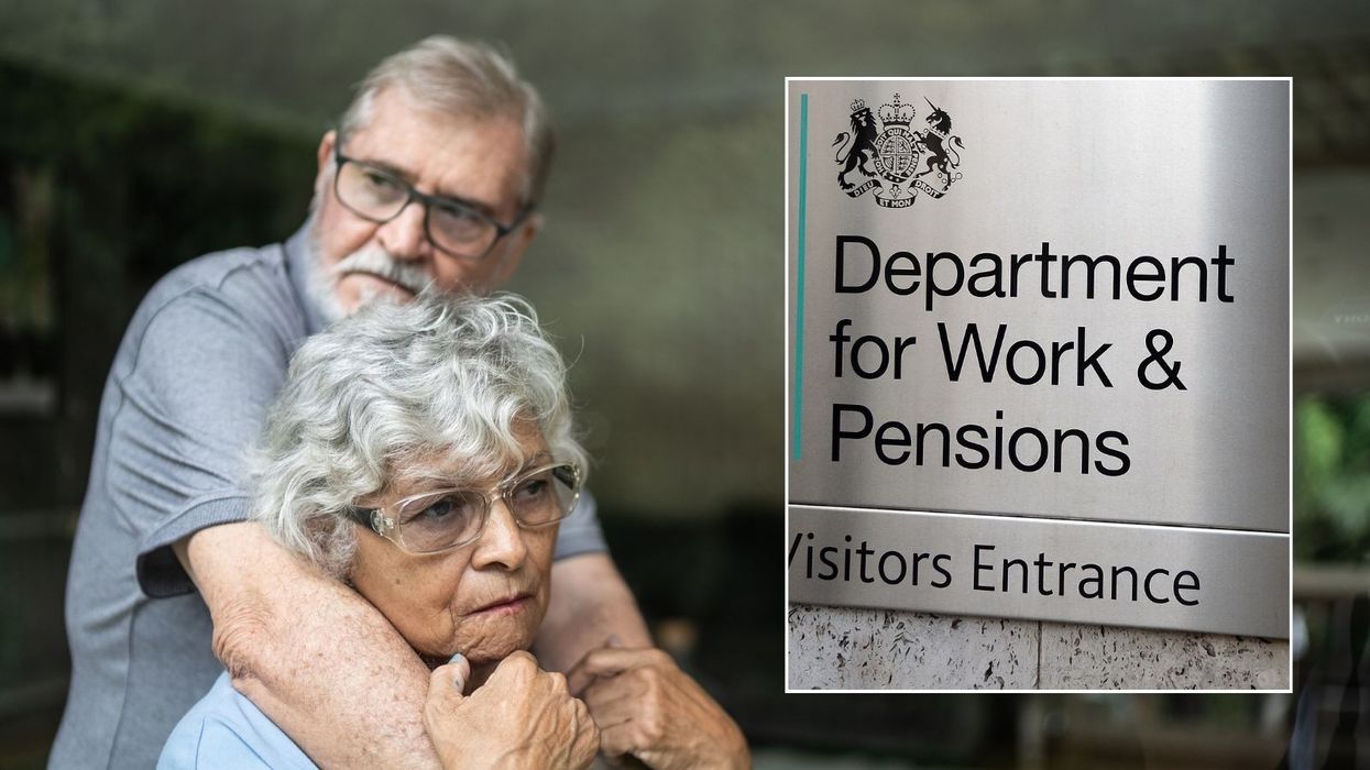 Older couple and DWP sign