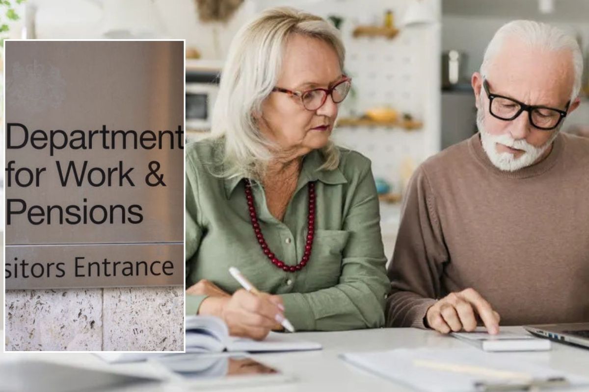 Older couple and DWP sign