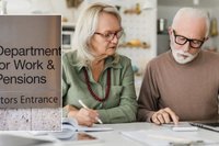 Older couple and DWP sign