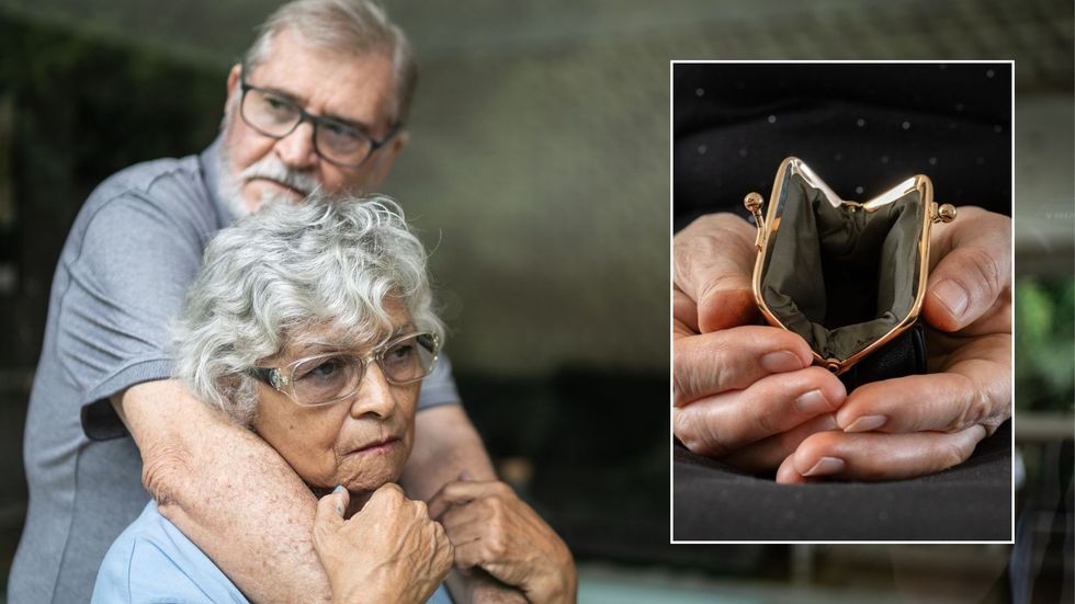 Older couple and empty purse