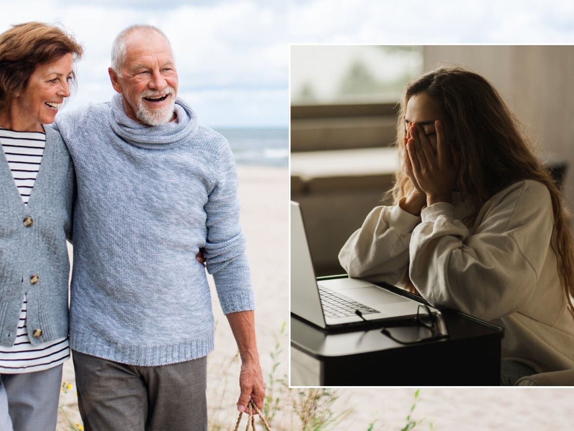 Older couple and woman looking stressed