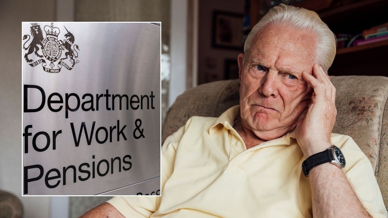 Older man and DWP sign