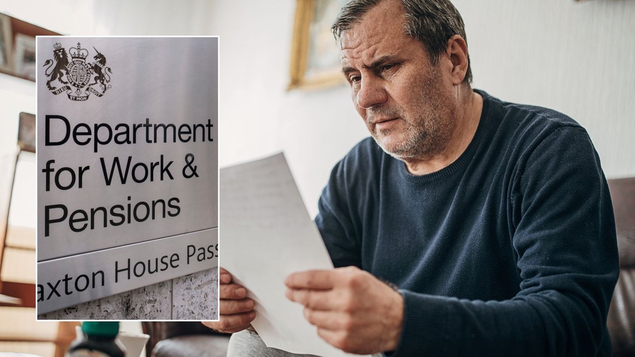 Older man and DWP sign