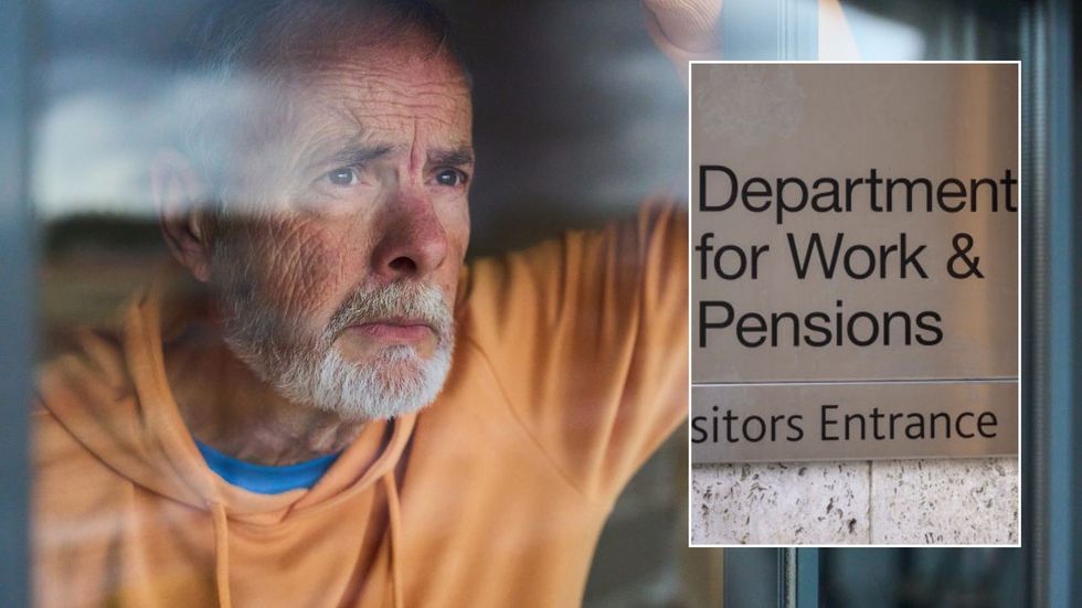 Older man and DWP sign