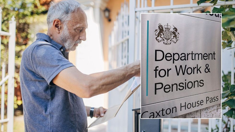 Older man and DWP sign