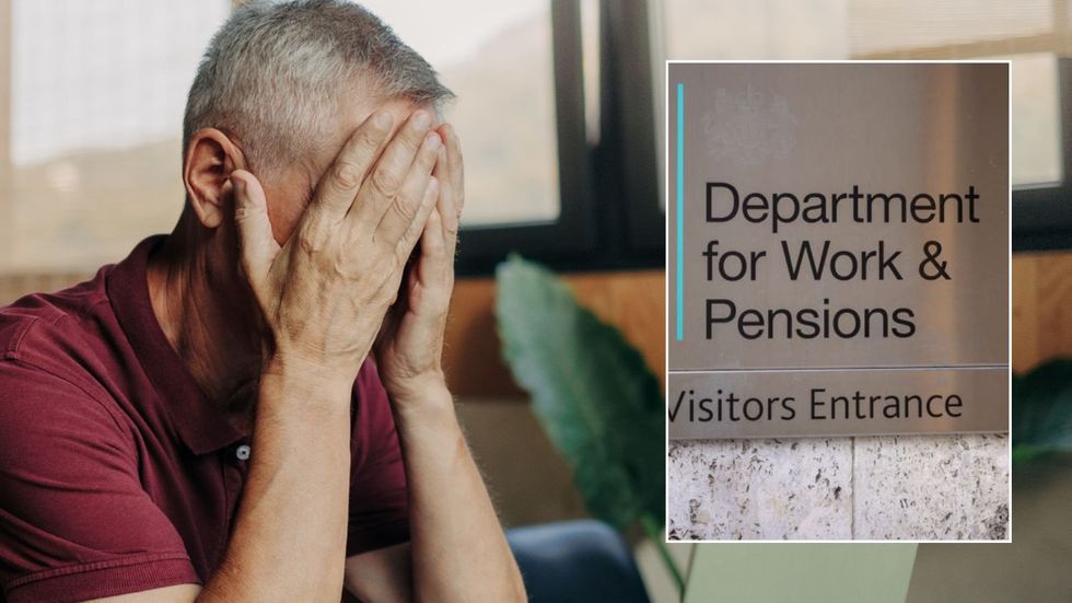 Older man and DWP sign