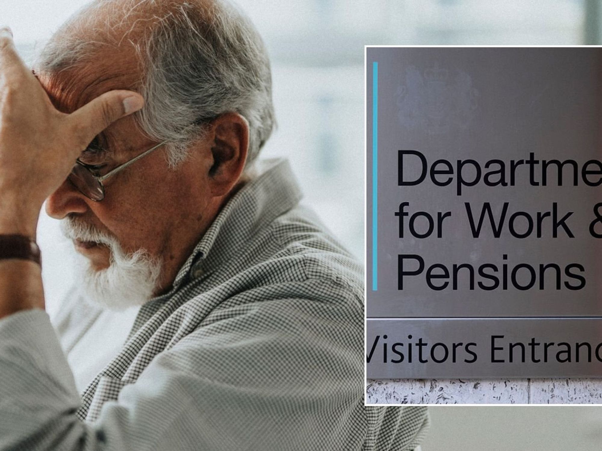 Older man and DWP sign