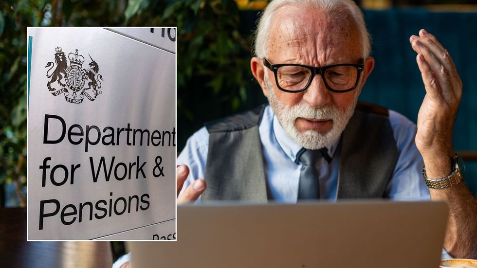 Older man and DWP sign