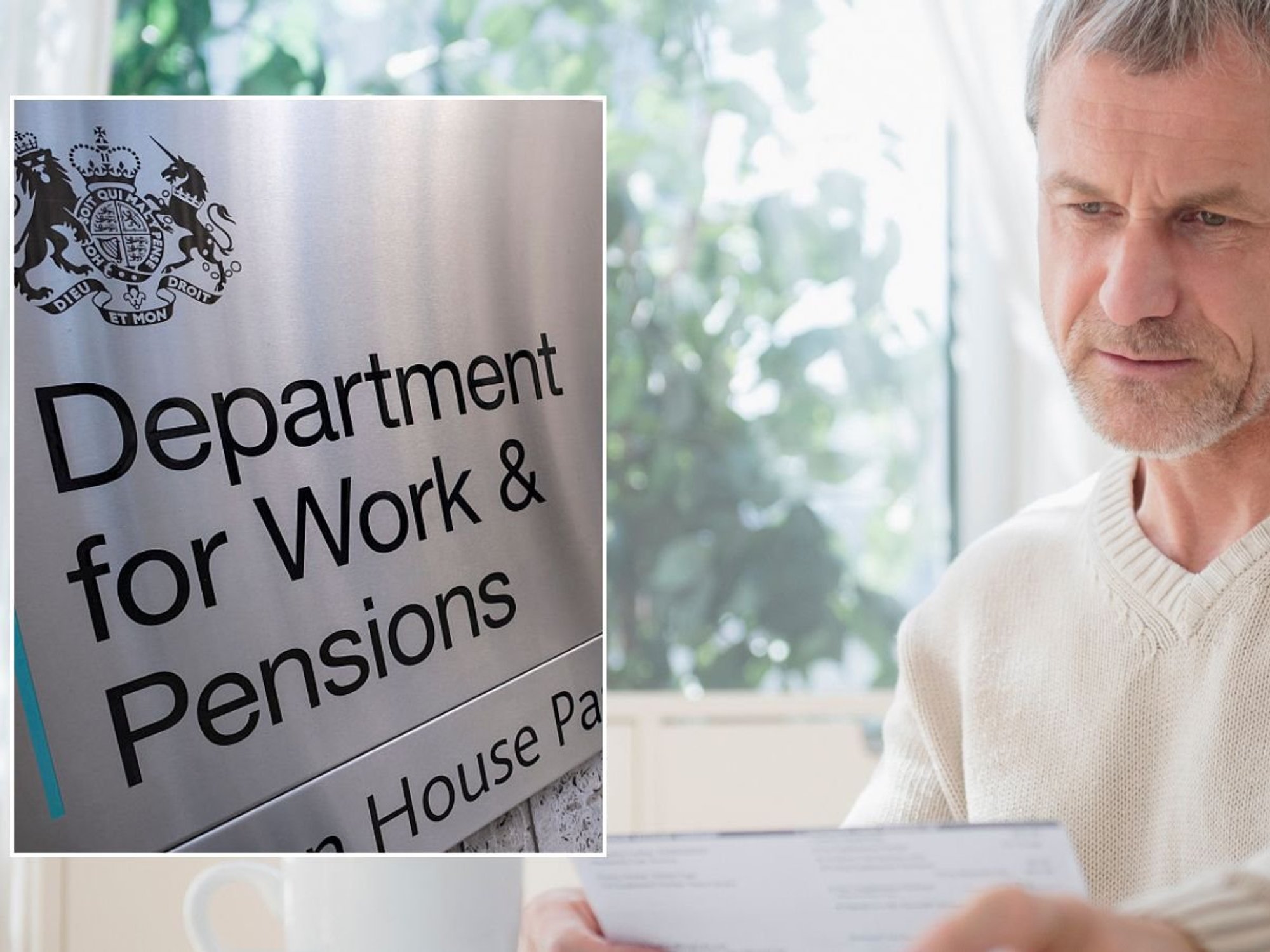 Older man and DWP sign