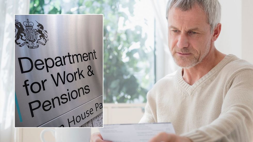 Older man and DWP sign