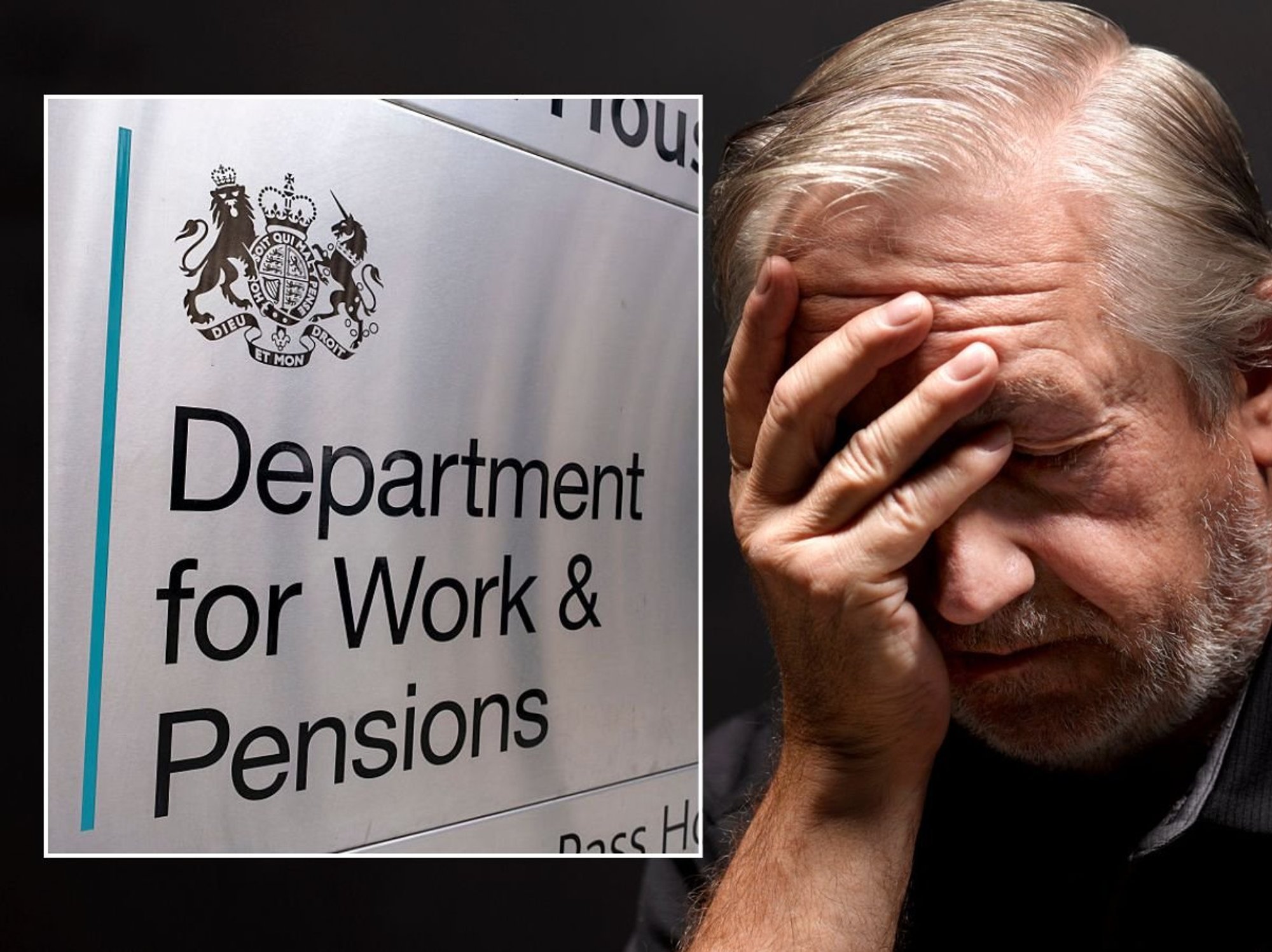 Older man and DWP sign