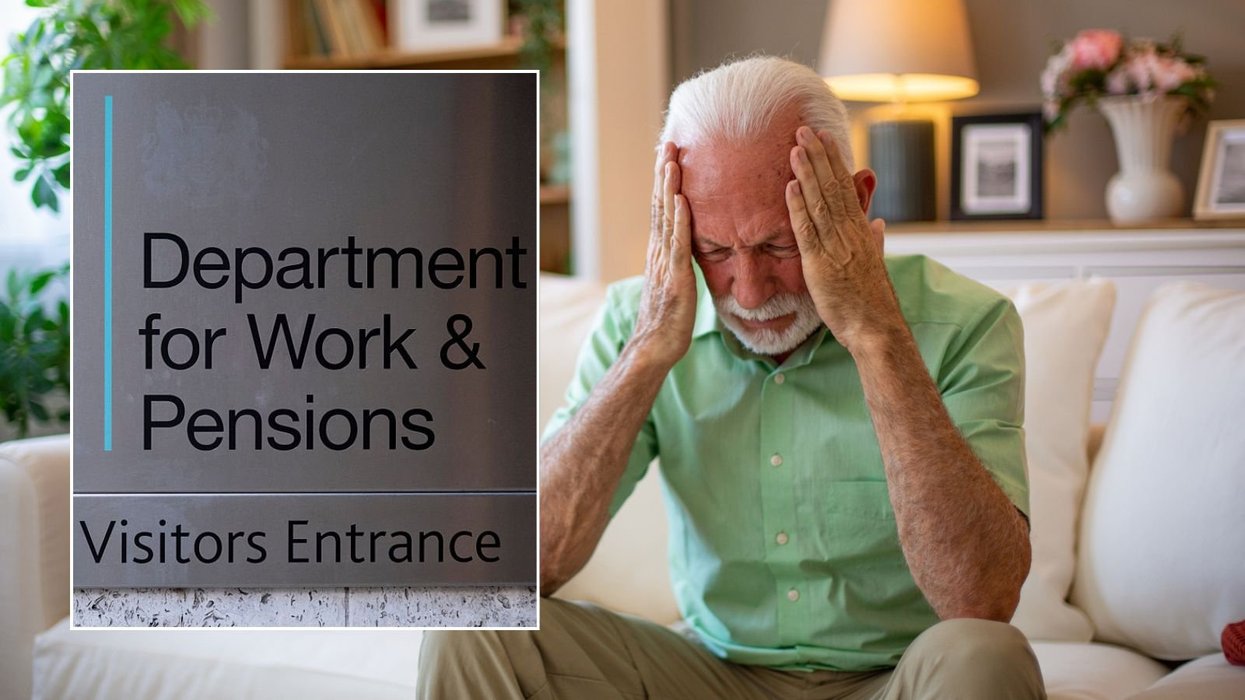 Older man and DWP sign