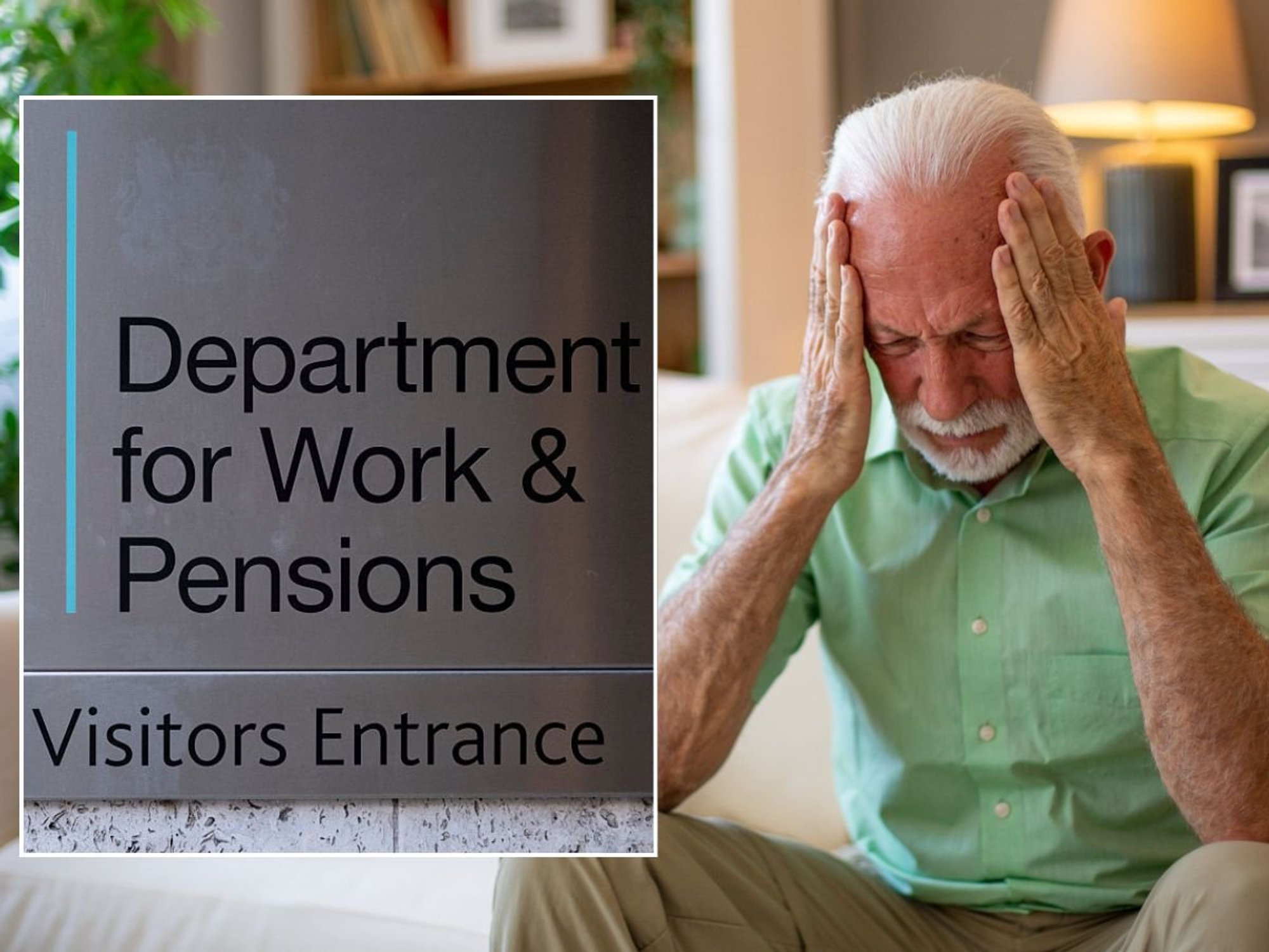 Older man and DWP sign