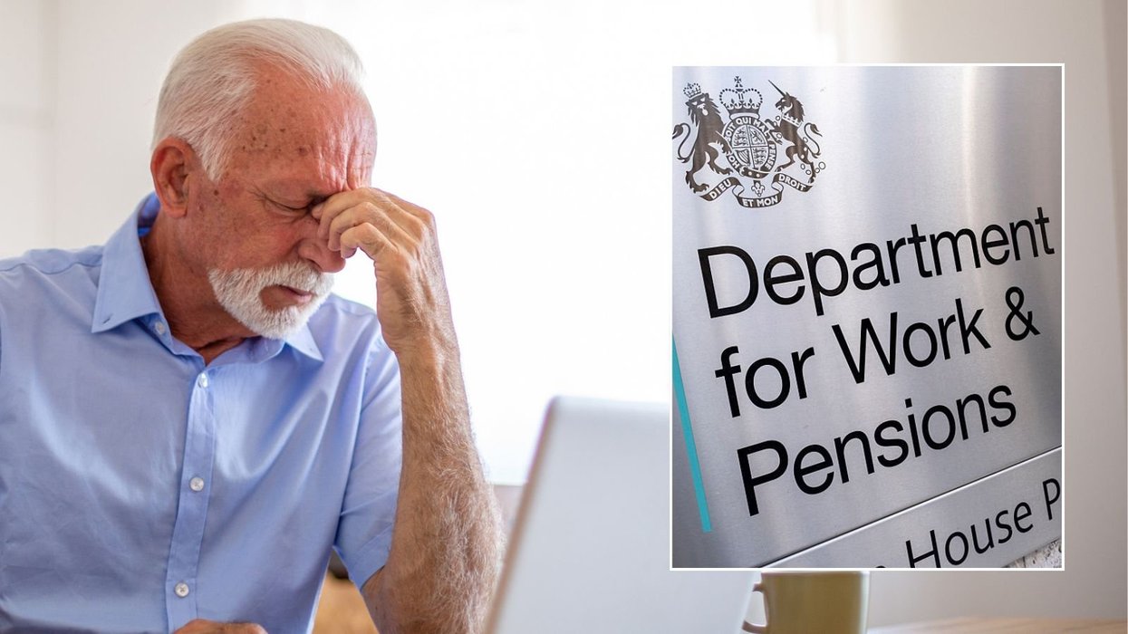 Older man and DWP sign