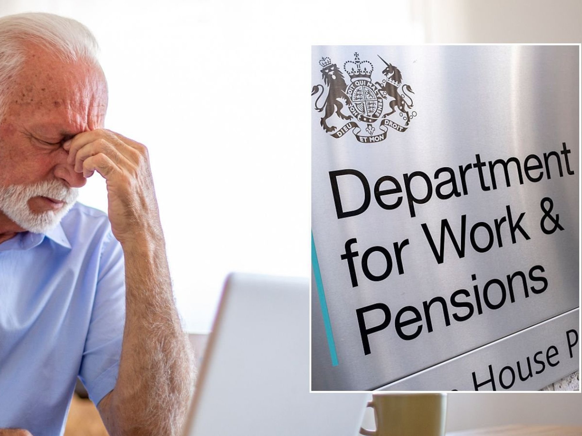 Older man and DWP sign