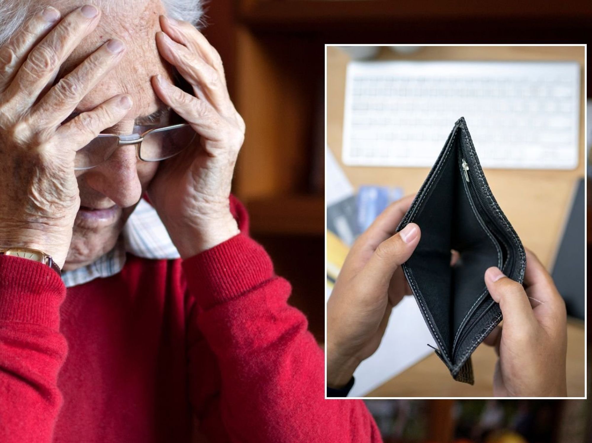 Older man and empty wallet