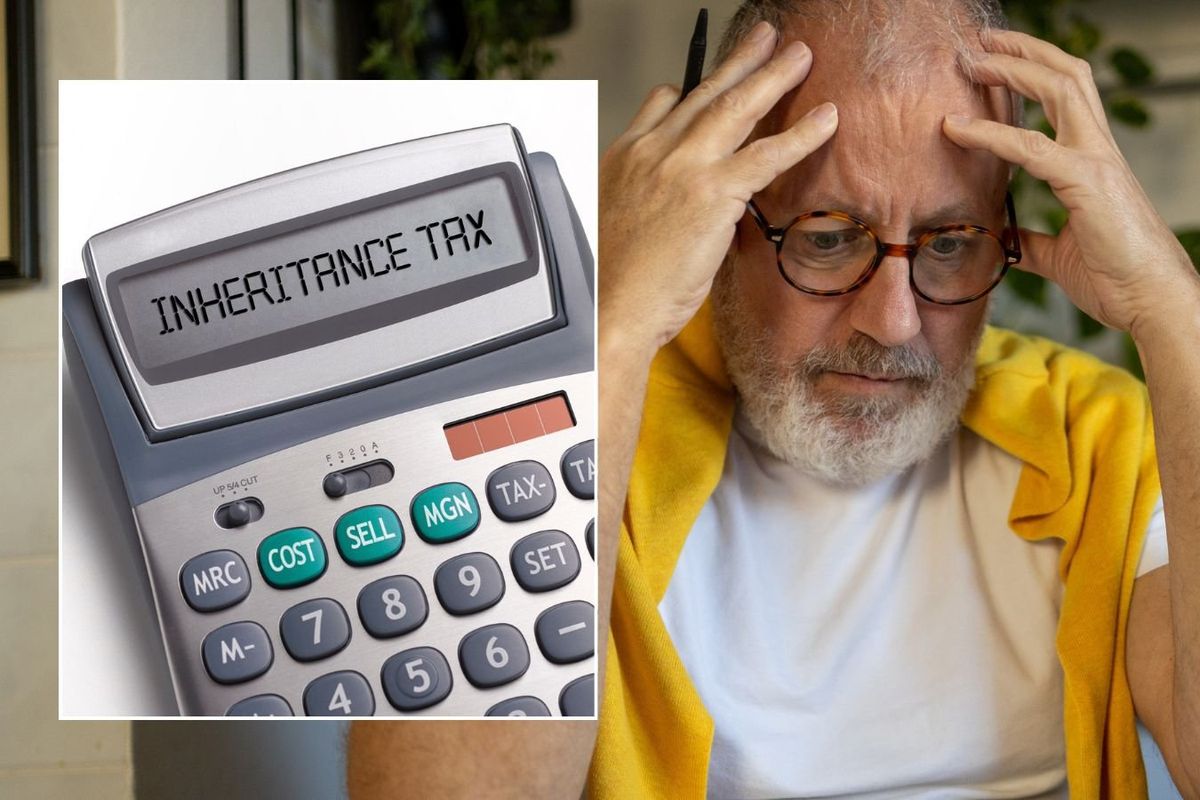 Older man and inheritance tax written on a calculator