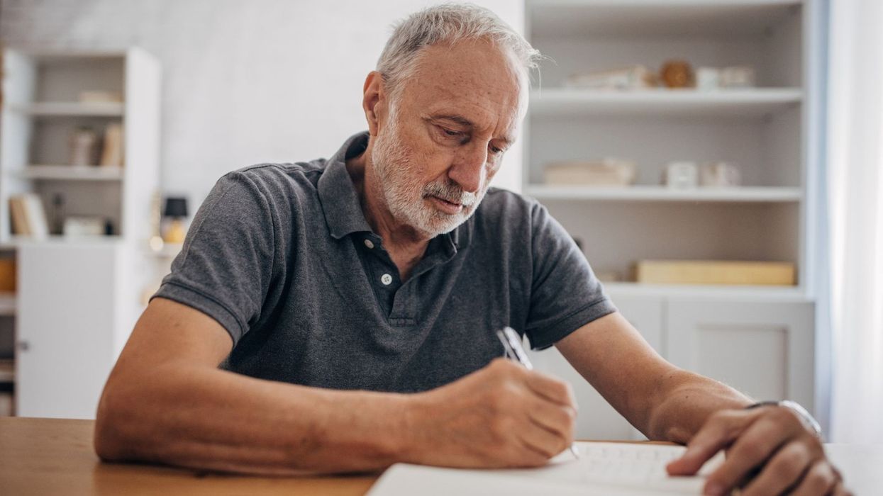 Older man doing finances