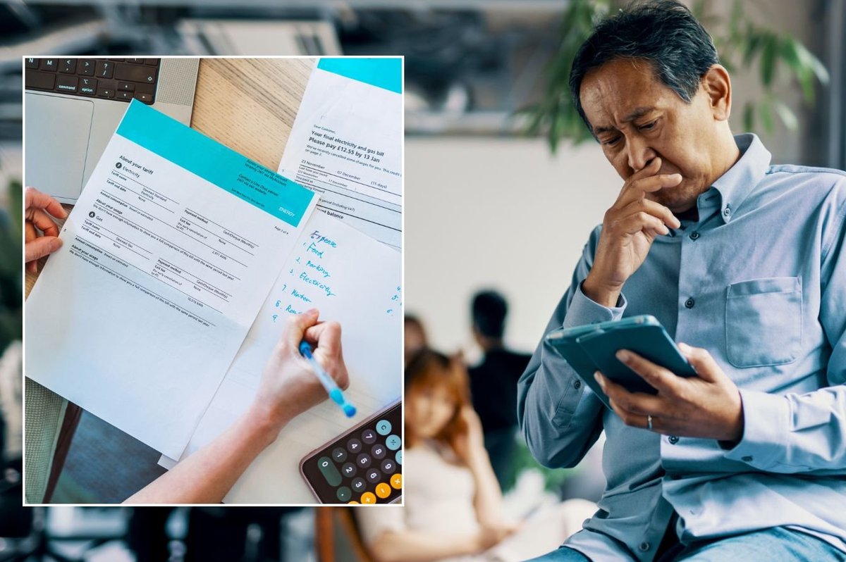Older man looking worried and energy bill