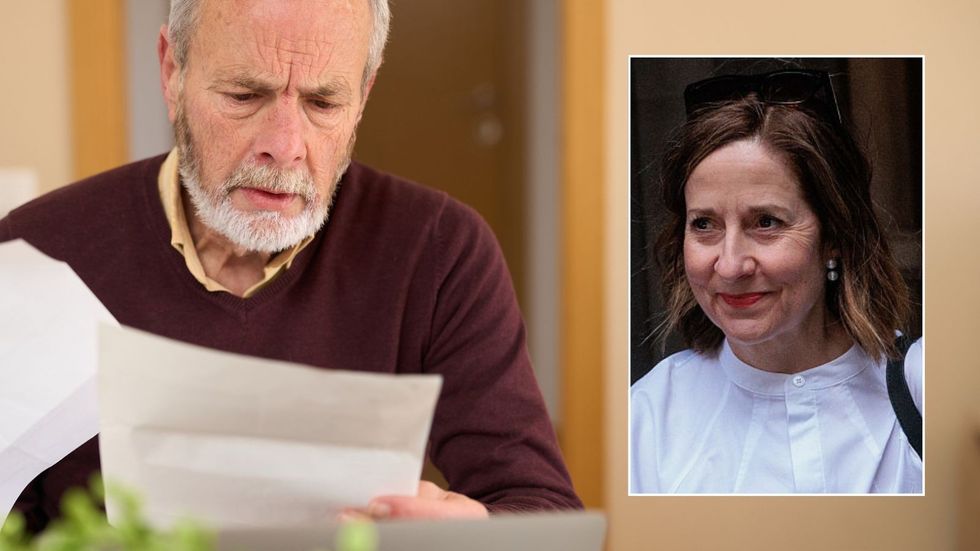 Older man looking worried and Liz Kendall
