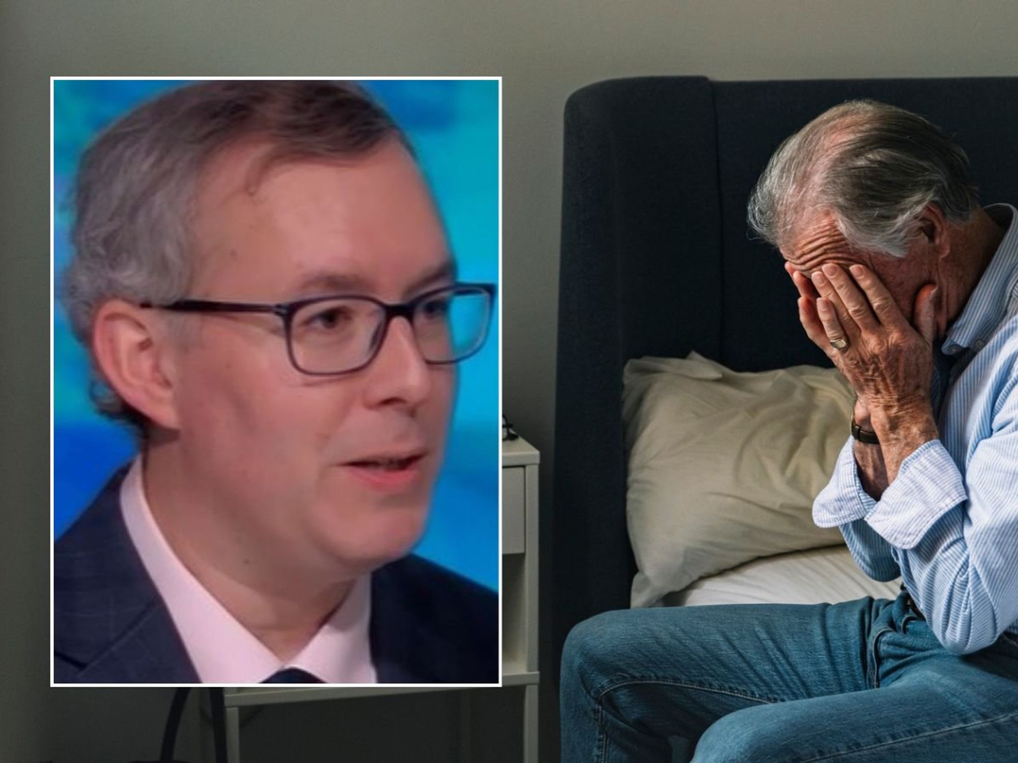 Older man looking worried and Tom Clougherty