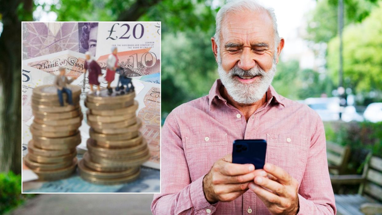 Older man on phone and money