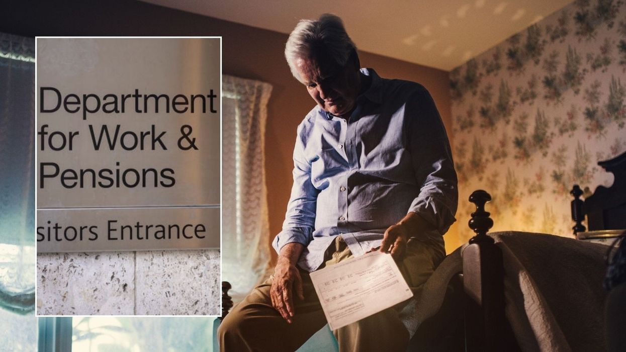 Older man upset and DWP sign