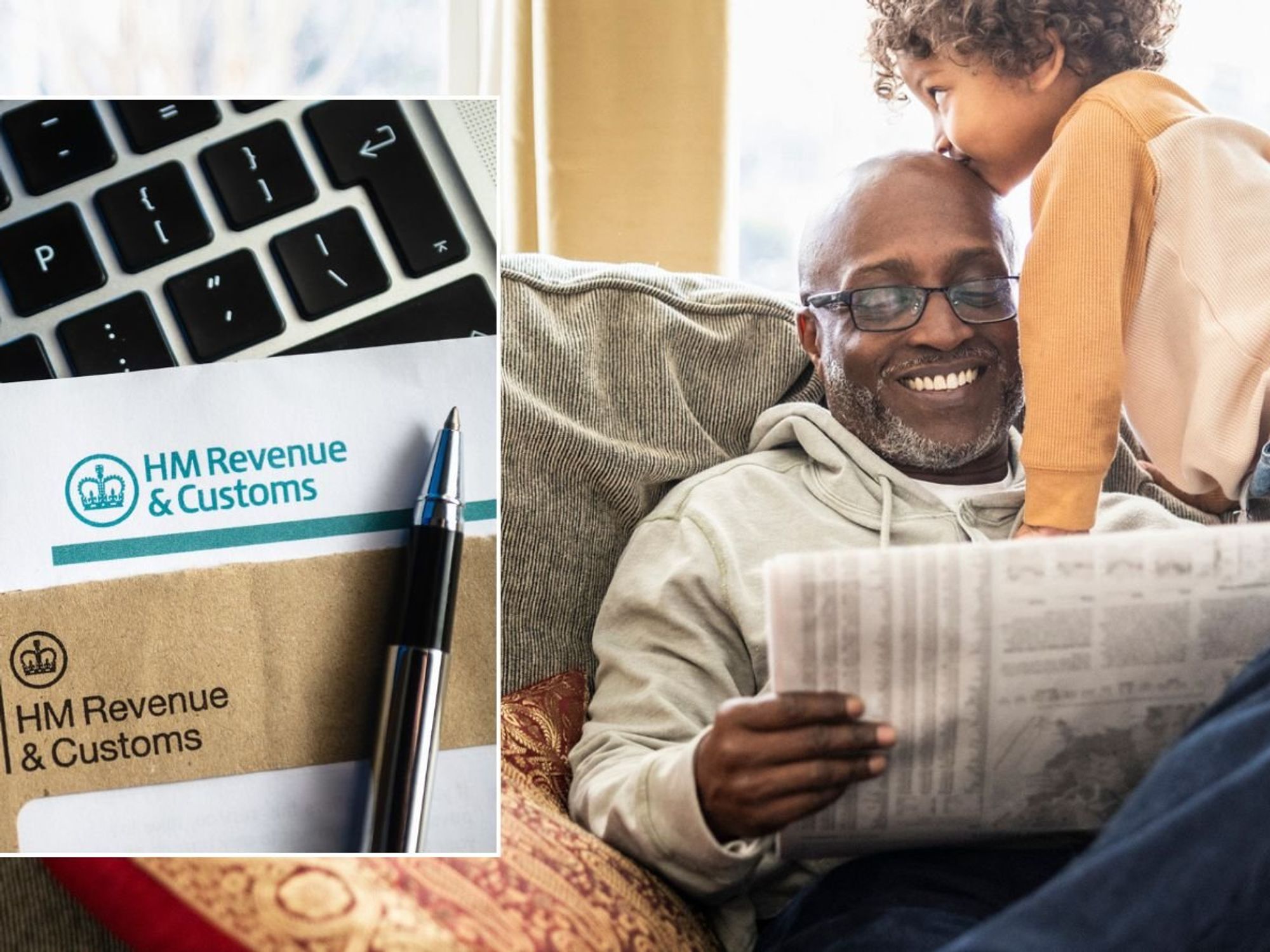 Older man with child and HMRC letter