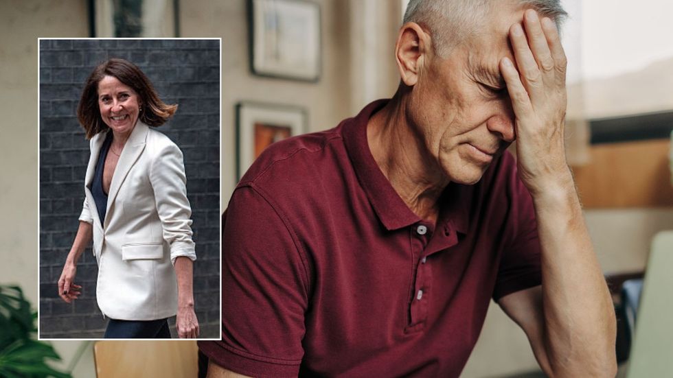 Older man worried and Liz Kendall