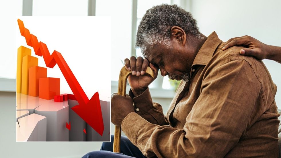 Older man worried and market drop