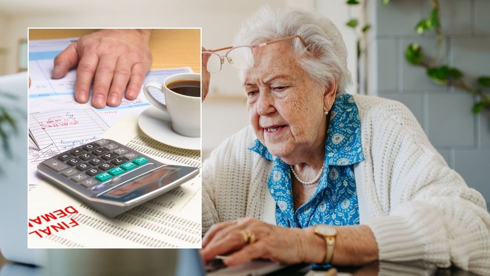 Older woman and calculator