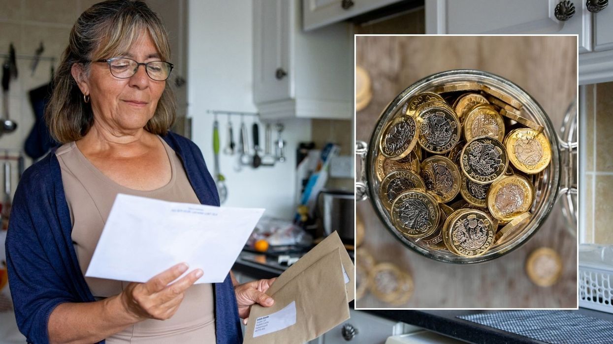 Older woman and coin jar
