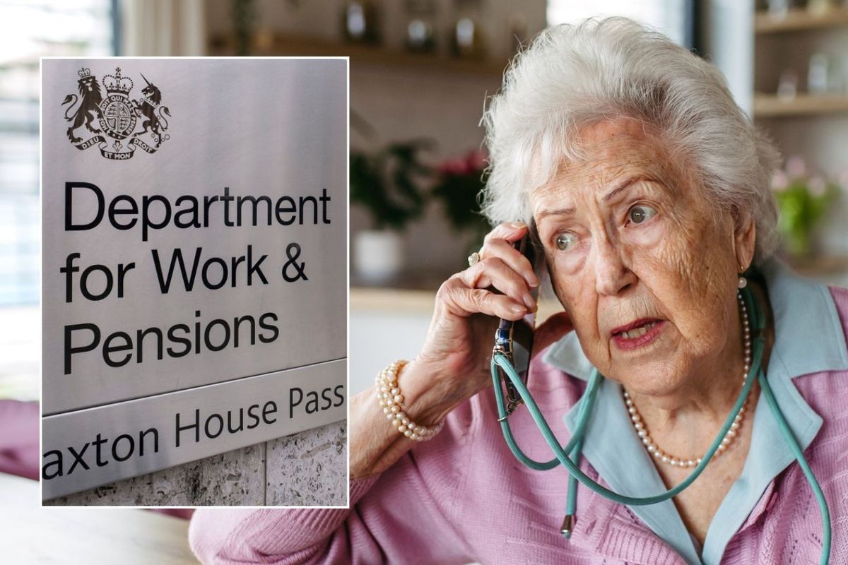 Older woman and DWP logo