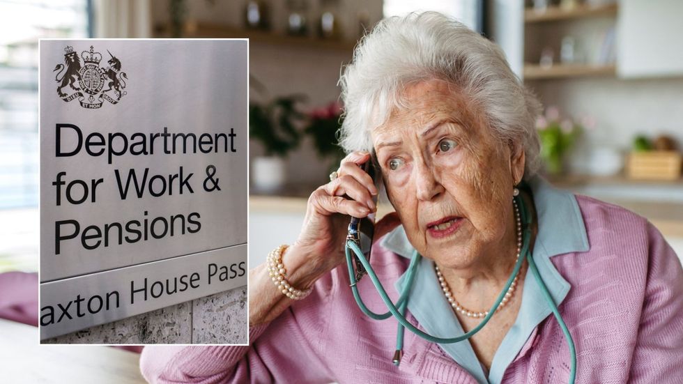 Older woman and DWP logo
