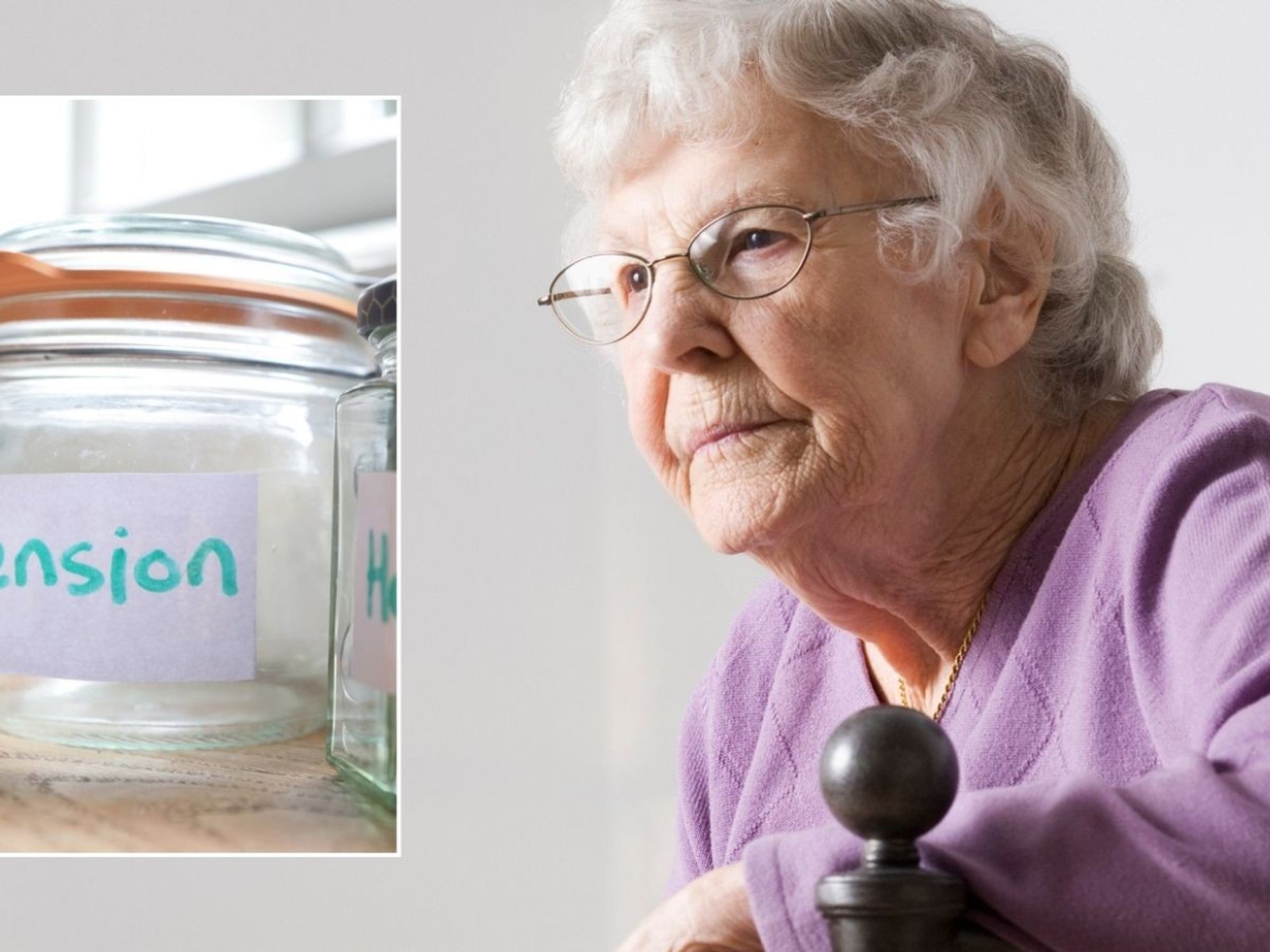 Older woman and empty pension pot