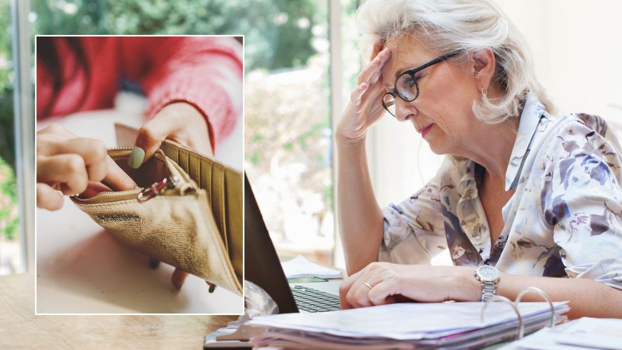 Older woman and empty purse