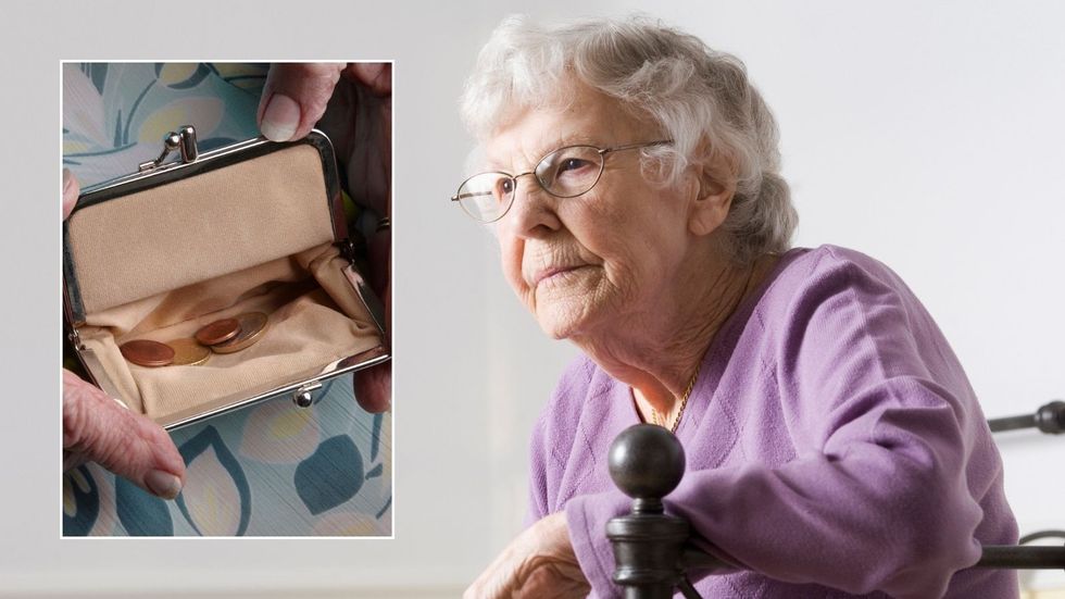 Older woman and empty purse