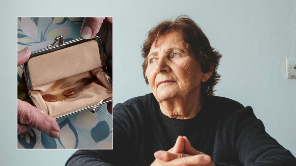 Older woman and empty purse